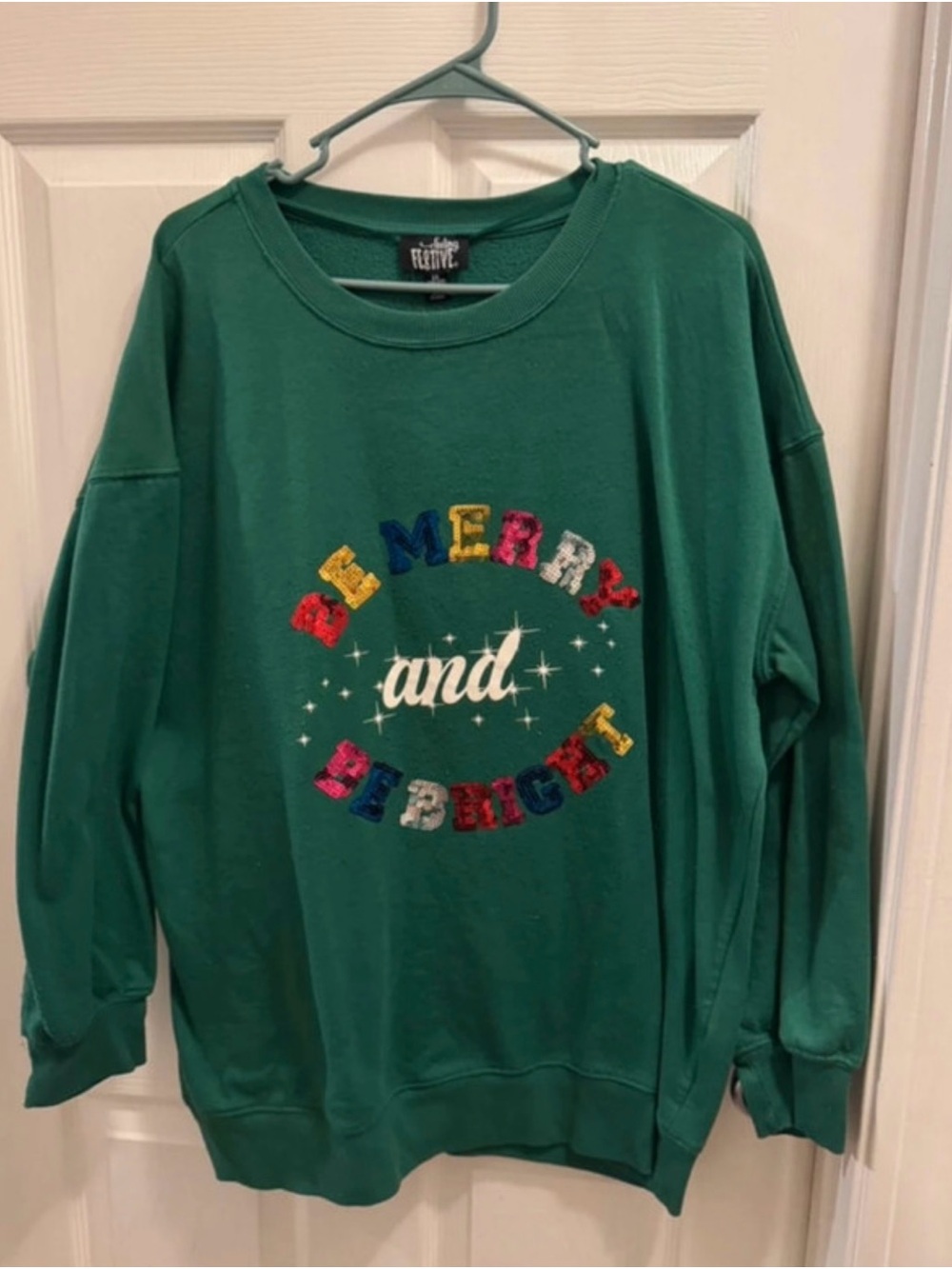 Be Merry and Bright Green women’s Christmas Sweater size 2XL